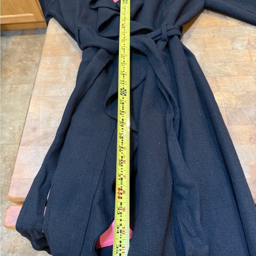 Lilly Pulitzer Ruffle Black Trench Coat with Pink Lining - Picture 15 of 16